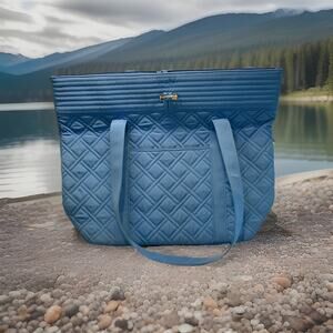 Vera Bradley Coastal Blue Quilted Large Tote Bag 18”x 14” New With Tags